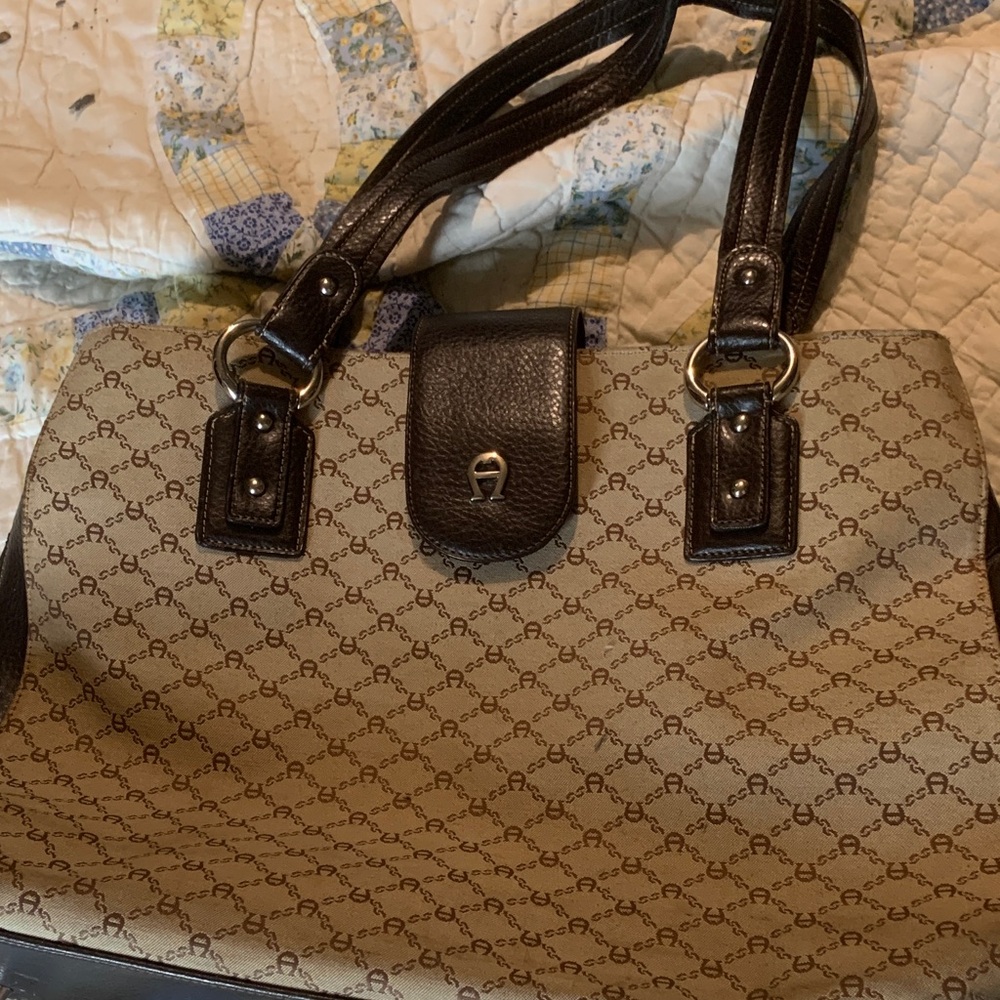 Etienne Aigner BrownMonogram Satchel Handbag